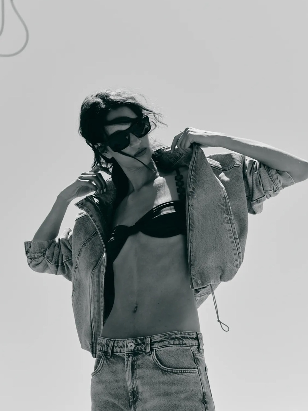 Zara Z1975 HIGH NECK DENIM BOMBER JACKET - Picture 9 of 11